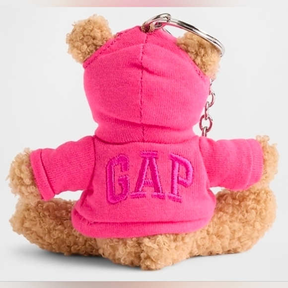 GAP Brannon Bear Hoodie Keychain Charm In Super Pink Neon, New! - Picture 2 of 3